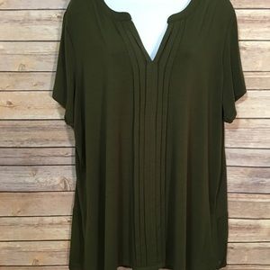 Verve ami Womens XL blouse top shirt green pleated